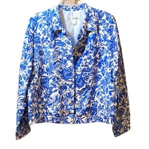Rafael Royal Wedgewood jacket linen bright floral lined NWT women’s size 12